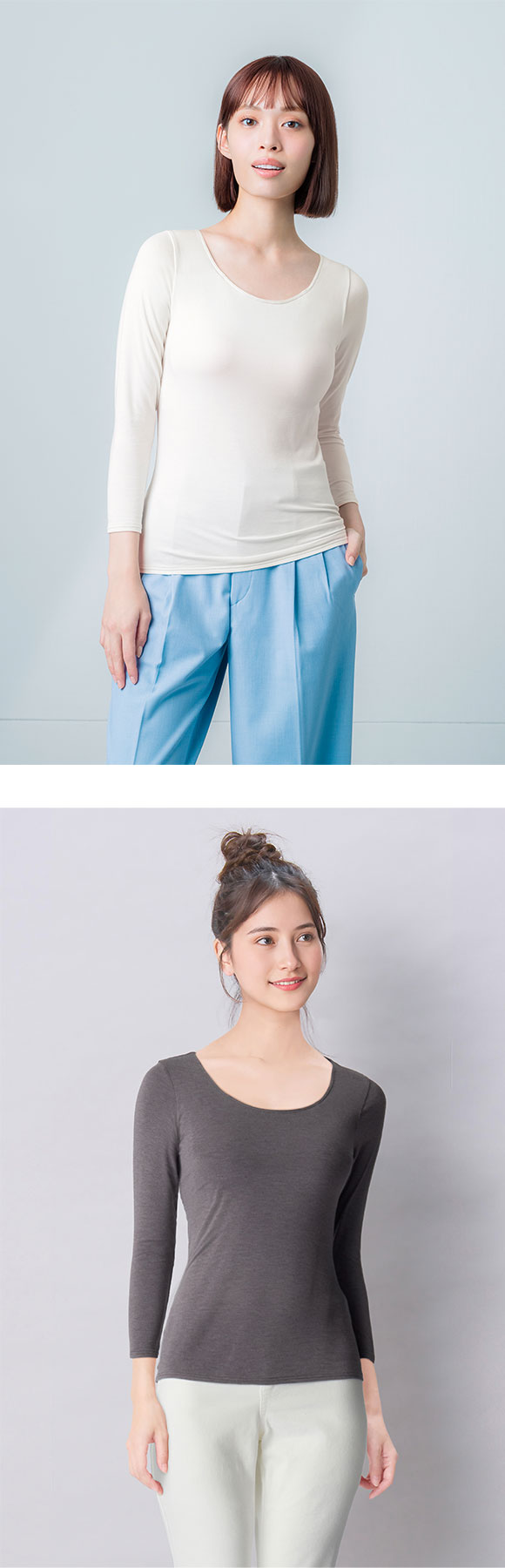 ワコール ウイング シンクロブラトップ 保温タイプ 8分袖 長袖 カップ付きインナー あったか Wacoal Wing