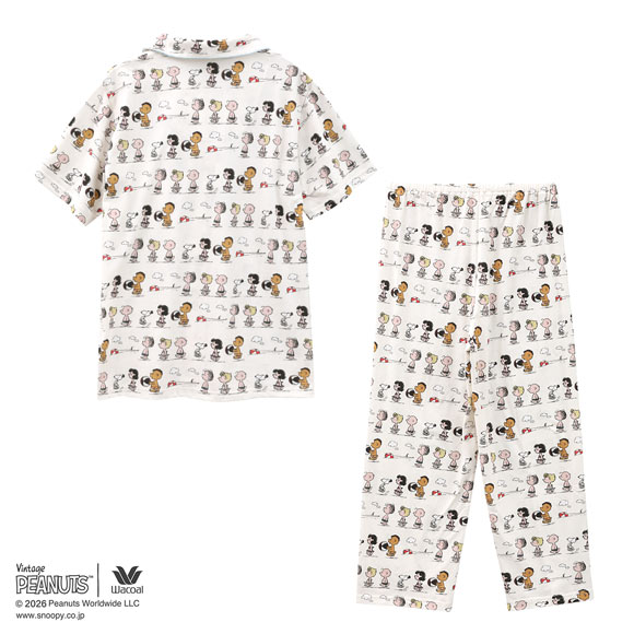 ワコール PEANUTS×ワコール シャツパジャマ 半袖 上下セット 綿100