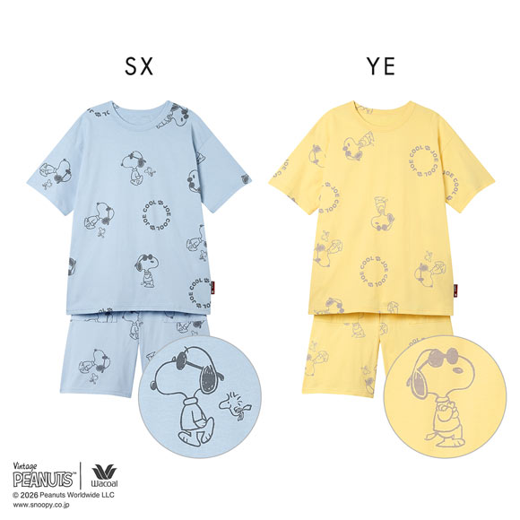ワコール PEANUTS×ワコール ルームウェア 半袖 上下セット JOE COOL 綿