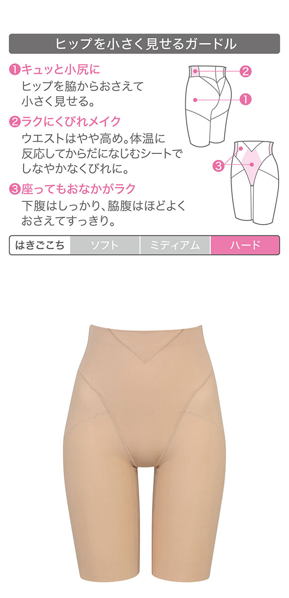 ワコール Wacoal エバーシック EverChic ヒップを小さく見せるガードル GRC639 ガードル ロング 補正下着 ジャストウエスト くびれ