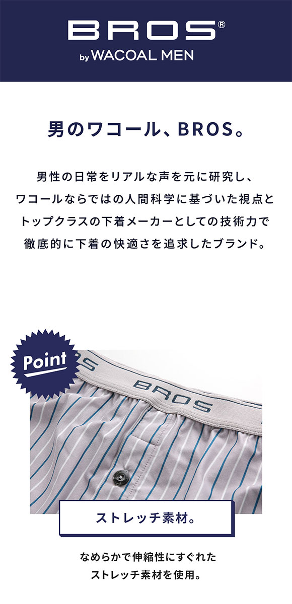 ブロス バイ ワコールメン BROS by WACOAL MEN しめつけすぎず、ダブつかない フィットトランクス LL 前開き ジャストウエスト