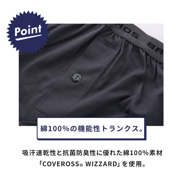 ブロス バイ ワコールメン BROS by WACOAL MEN 綿100％の機能性トランクス 前あき LL 3L 吸汗速乾 抗菌防臭