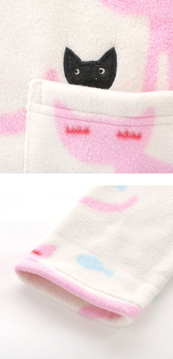 ワコール マタノアツコ フリース 長袖 パジャマ 上下セット ルームウェア あったか ねこ Wacoal ATSUKO MATANO