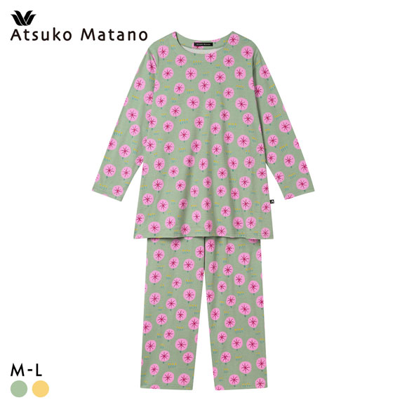 ★未使用/タグ付き★ Wacoal マタノアツコ ルームウェア ③グリーン ワコール マタノアツコ ルームウェア 長袖パジャマ 上下セット 大きな