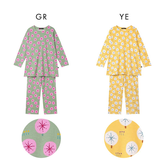 ワコール マタノアツコ ルームウェア 長袖パジャマ 上下セット 大きな木 ゆったり 綿100％ Wacoal ATSUKO MATANO