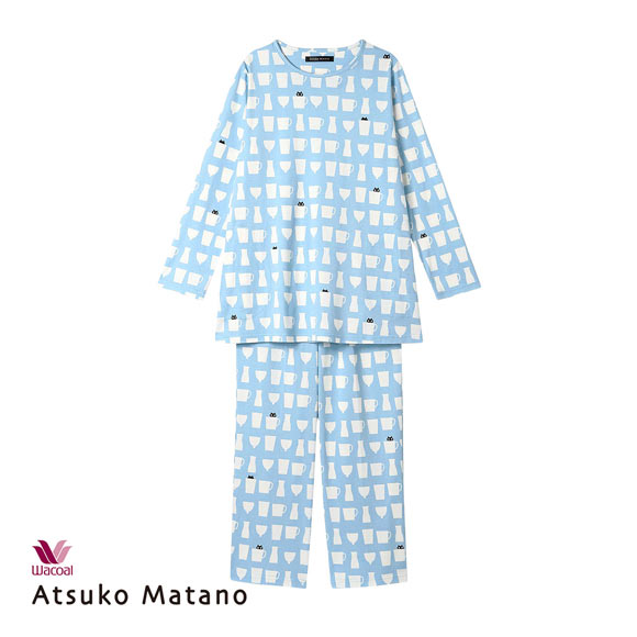 ワコール マタノアツコ ルームウェア 長袖パジャマ 上下セット MEME ねこ 綿100％ Wacoal ATSUKO MATANO