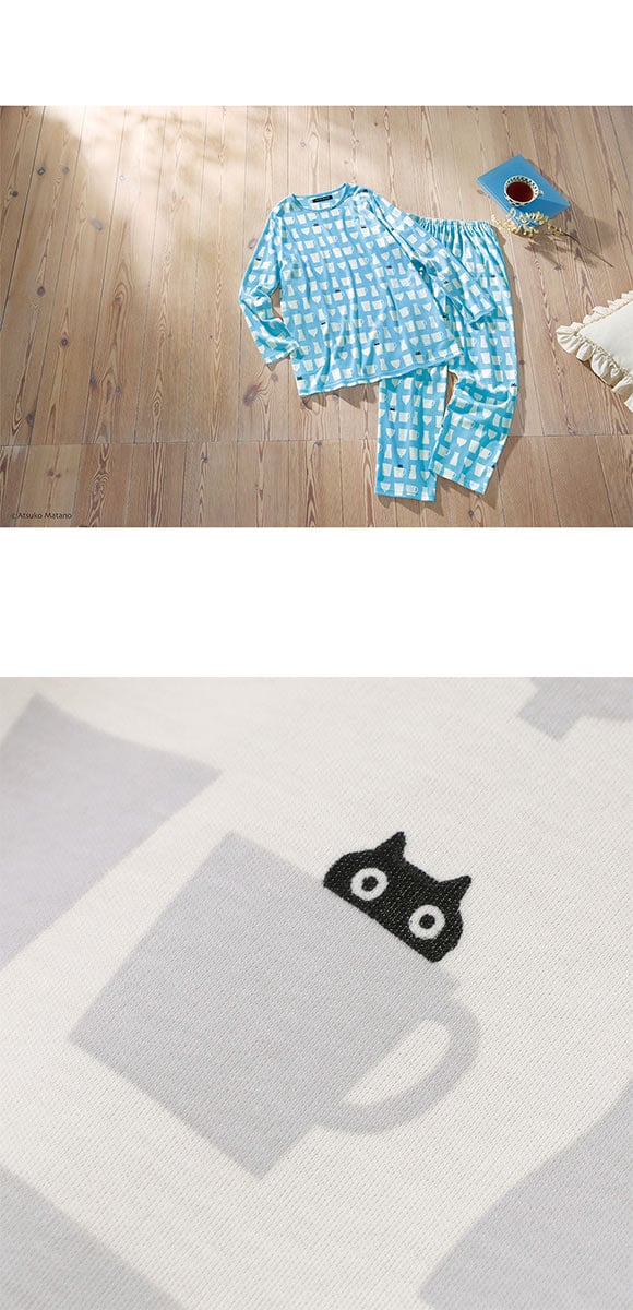 ワコール マタノアツコ ルームウェア 長袖パジャマ 上下セット MEME ねこ 綿100％ Wacoal ATSUKO MATANO