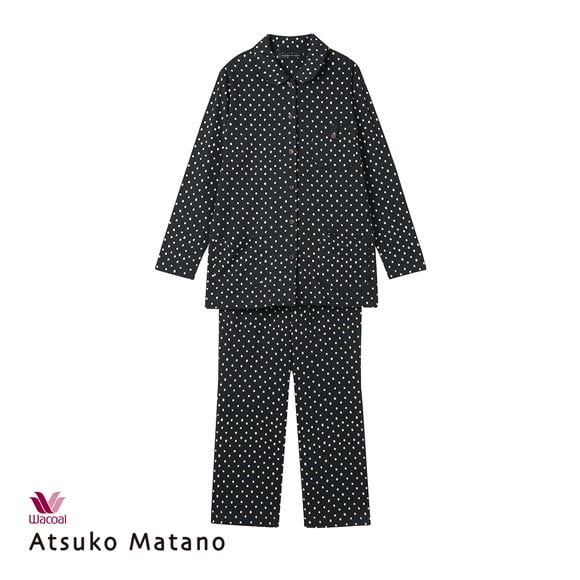 ワコール Wacoal マタノアツコ ATSUKO MATANO 長袖 パジャマ 上下セット ネコドット セットアップ