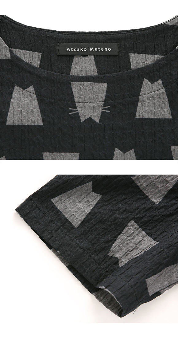 ワコール Wacoal マタノアツコ ATSUKO MATANO ネコシルエット ルームウェア パジャマ 5分袖 ワンピース 綿混 ナイティ ネグリジェ