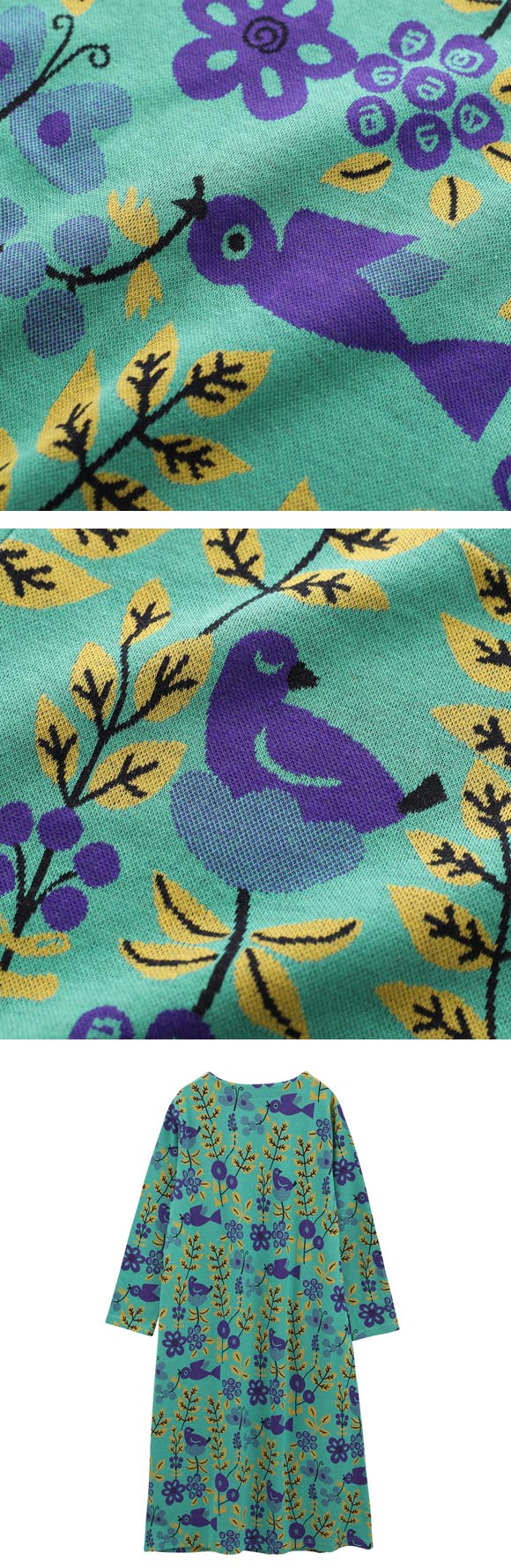 ワコール マタノアツコ 草花と鳥 ワンピース ルームウェア パジャマ 綿