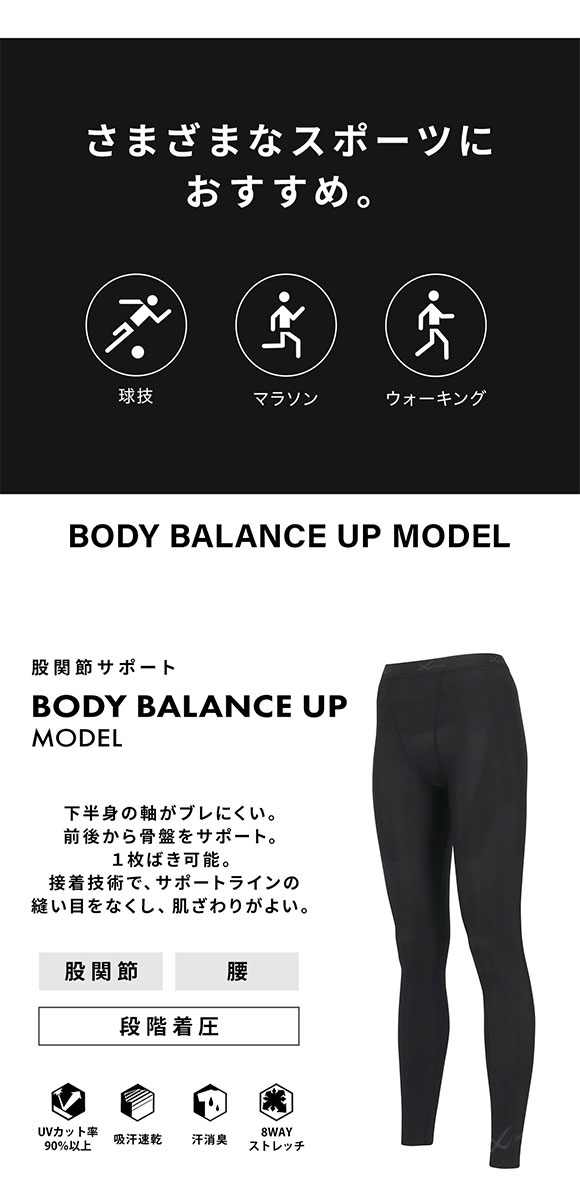 ワコール シーダブリューエックス ボディバランスアップタイツ レディース ロング 股関節サポート HOY509 CW-X