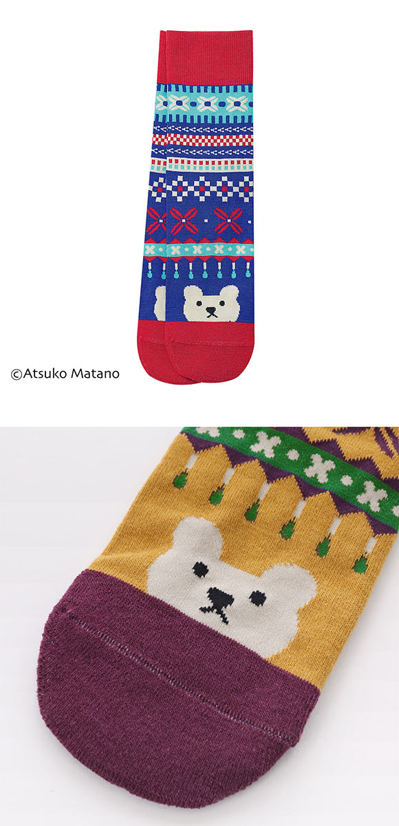 マタノアツコ ワコール マタノアツコ ソックス 靴下 くま ノルディック レディース