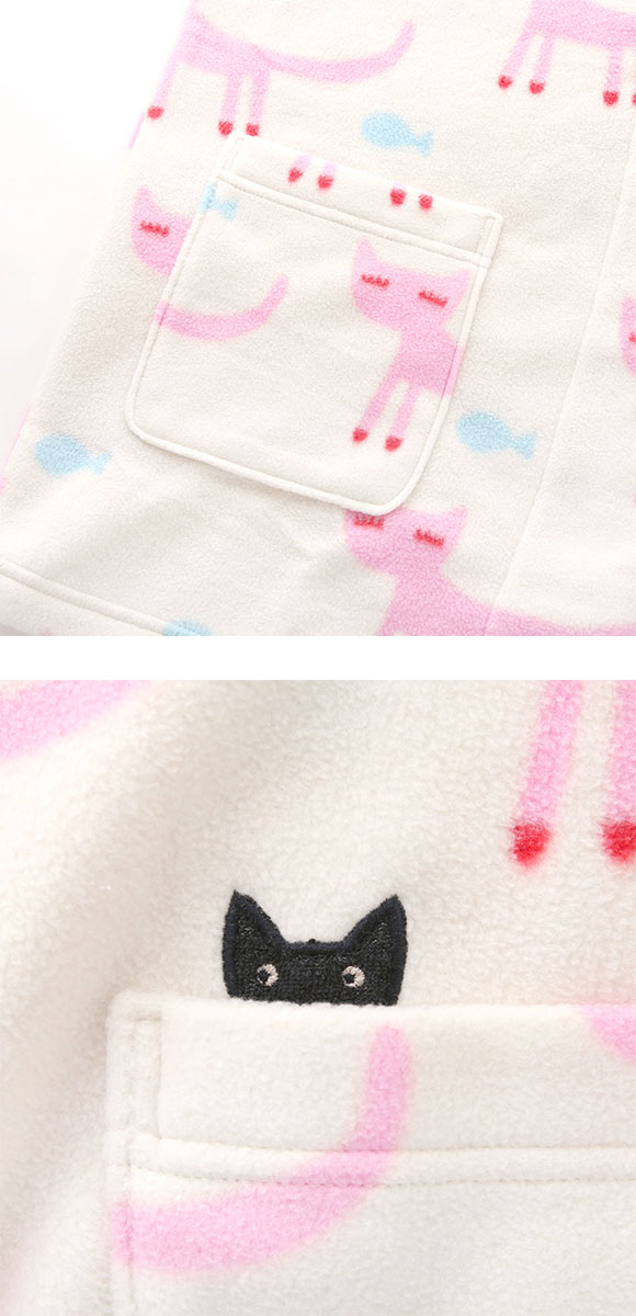 Atsuko Matano 花柄ピンクルームウェア 猫型ポケット付き ワコール Wacoal マタノアツコ ATSUKO MATANO ねこ 長袖