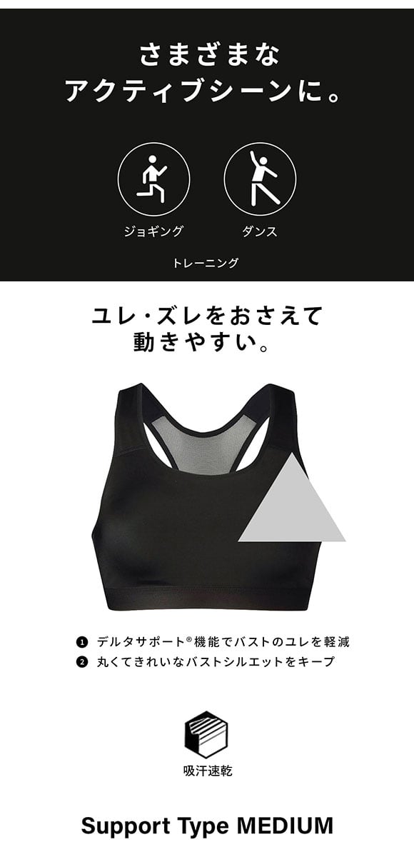 ワコール Wacoal シーダブリューエックス CW-X Support Type MEDIUM スポーツブラ ブラジャー ハーフトップ ノンワイヤー HTY020