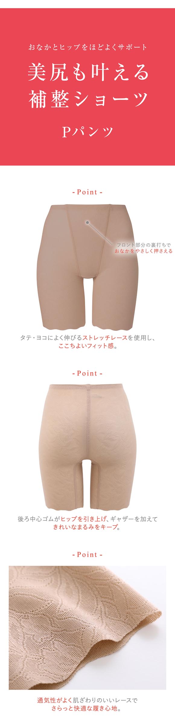 ワコール ウイング 美尻も叶える補整ショーツ Pパンツ レースシェイプショーツ ML2L はきこみ深め ロング ガードル Wacoal Wing