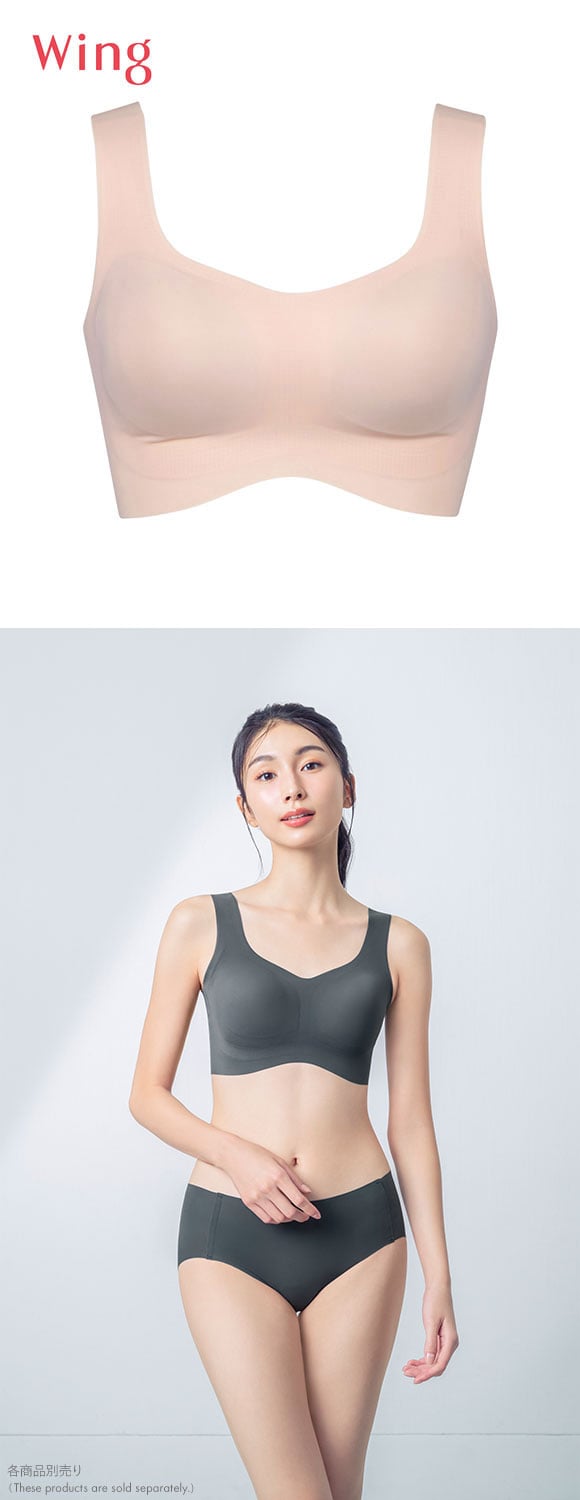 ワコール Wacoal ウイング Wing　フィットトップ ハーフトップ ノンワイヤー ブラジャー SML ワイヤレスブラ シームレス 単品