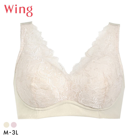 ワコール ウイング 着脱らくらく ブラジャー ノンワイヤー ハーフトップ やさしい肌あたり M-3L 大きいサイズ Wacoal Wing