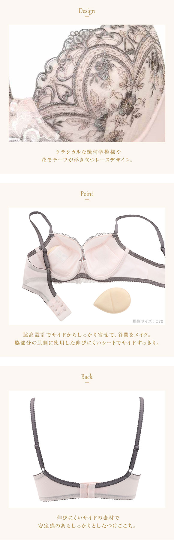 ウイング レシアージュ ブラジャー 3/4カップ BC サイドすっきり Wing Lesiage 6000G