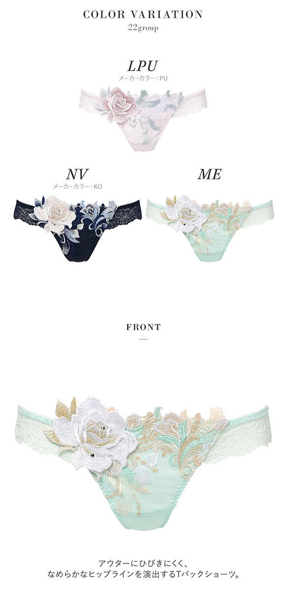 ワコール サルート 22グループ 22G Tバックショーツ ML タンガ ソング バックレース Wacoal Salute PTJ422 25AW先行プレステージ