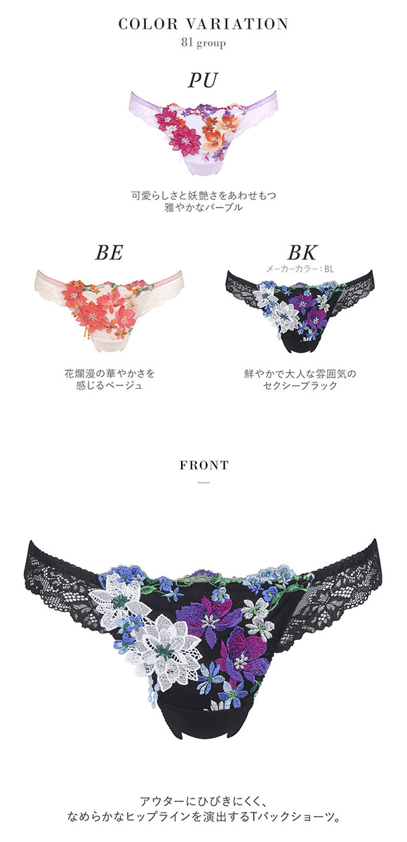 ワコール Wacoal サルート Salute 23SS先行コア 81G BTJ481 BTJ781 Tバックショーツ ML 単品 ソング タンガ