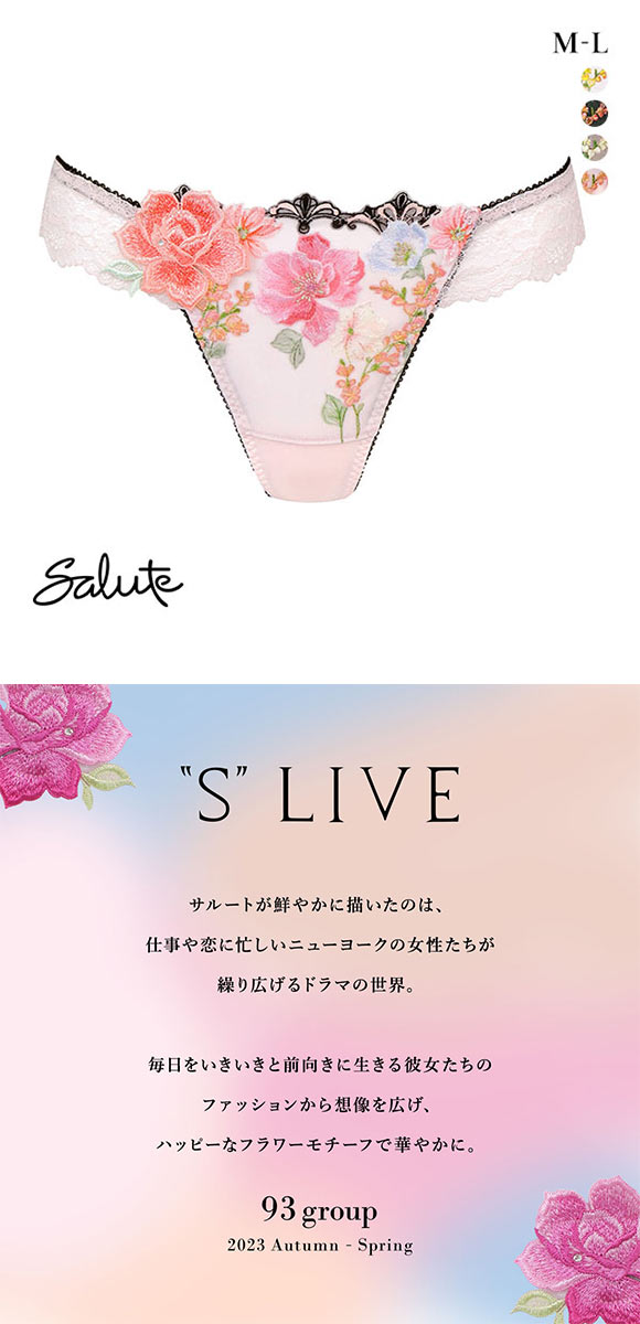 ワコール Wacoal サルート Salute 23AW 93G PTJ493 Tバックショーツ ML 単品 バックレース フェア