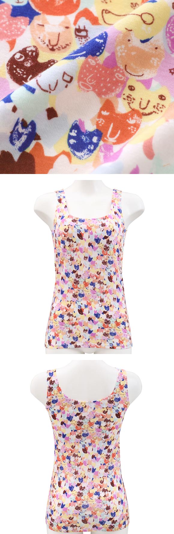ワコール ツモリチサト ハートネコ ノースリーブ カップ付き タンクトップ インナー ML 下着 Wacoal tsumori chisato SLEEP