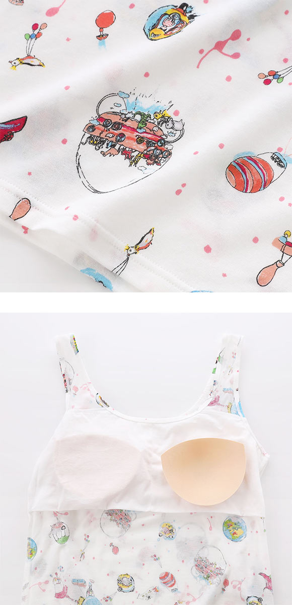 ワコール ツモリチサト 空に輝く星座 ノースリーブ カップ付き インナー タンクトップ ML Wacoal tsumori chisato SLEEP