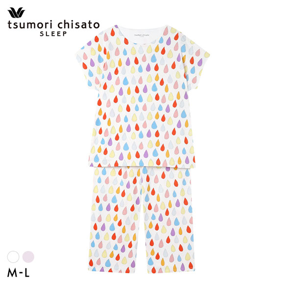 ワコール ツモリチサト パジャマ しずく 3分袖 8分丈パンツ ルームウェア 上下セット 綿100％ Wacoal tsumori chisato SLEEP