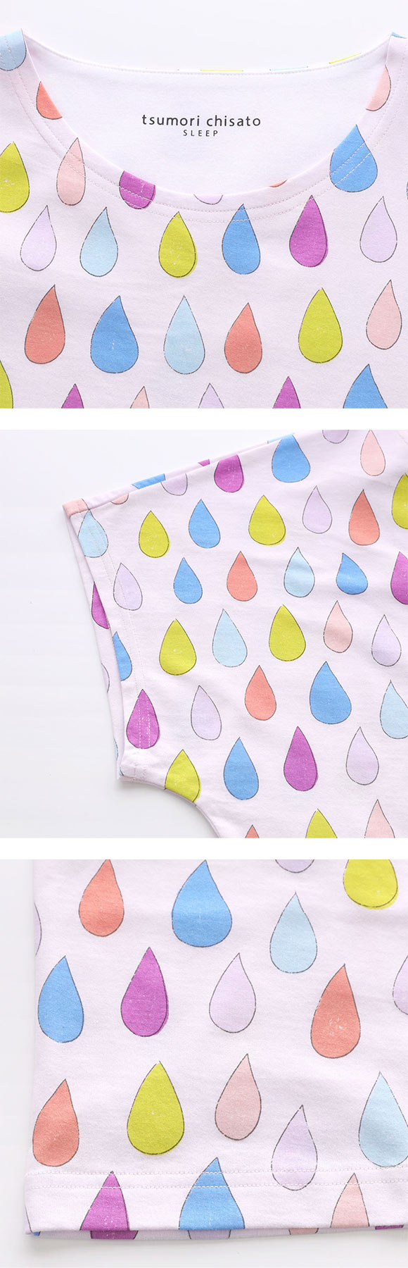 ワコール ツモリチサト パジャマ しずく 3分袖 8分丈パンツ ルームウェア 上下セット 綿100％ Wacoal tsumori chisato SLEEP