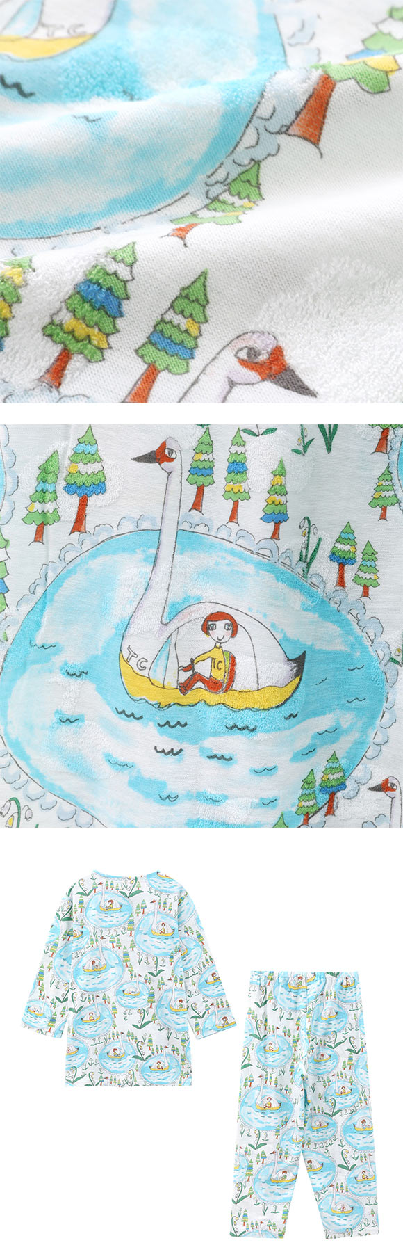 ワコール ツモリチサト スリープ 30周年 冒険の旅 スワンボート パジャマ 長袖 上下セット ルームウェア 綿100％ Wacoal tsumori chisato SLEEP