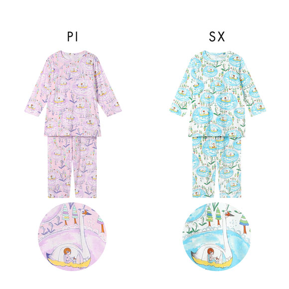 ワコール ツモリチサト スリープ 30周年 冒険の旅 スワンボート パジャマ 長袖 上下セット ルームウェア 綿100％ Wacoal tsumori chisato SLEEP