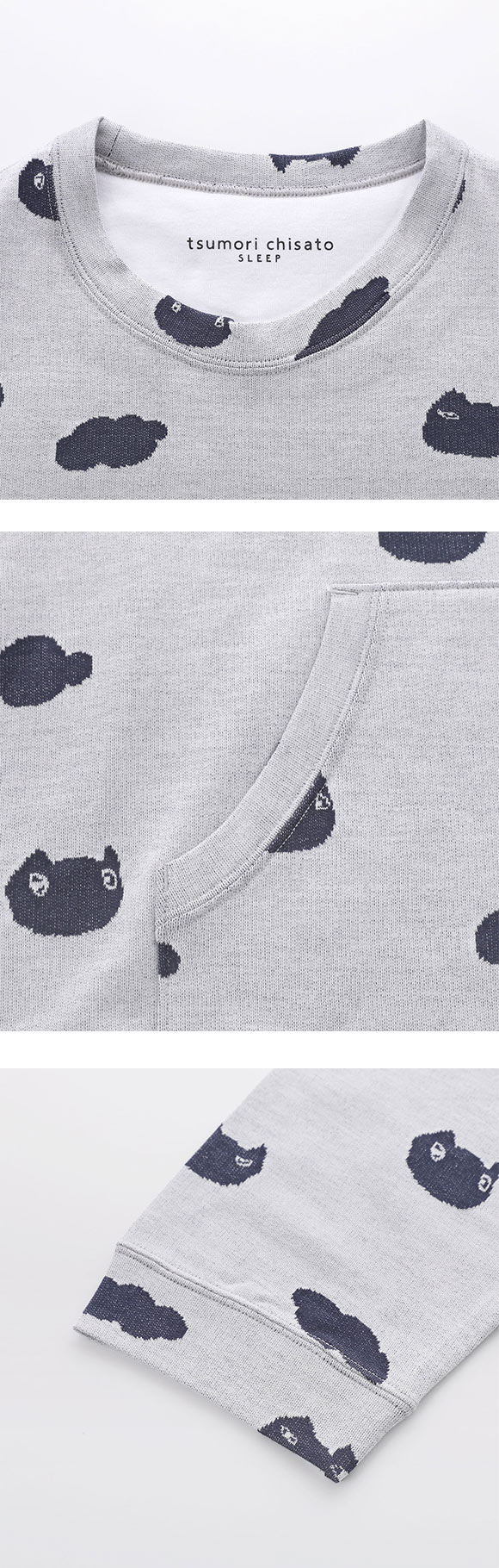 ツモリチサト長袖猫刺繍付きグレーMサイズ前開きトレーナートップス ツモリチサト長袖猫刺繍付きグレーMサイズ前開きトレーナートップス