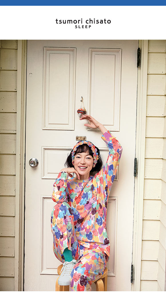 ワコール ツモリチサト ハートネコ 長袖パジャマ 上下セット ルームウェア 綿100％ Wacoal tsumori chisato SLEEP