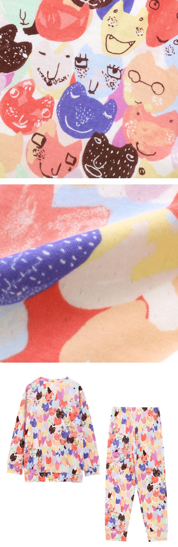 ワコール ツモリチサト ハートネコ 長袖パジャマ 上下セット ルームウェア 綿100％ Wacoal tsumori chisato SLEEP