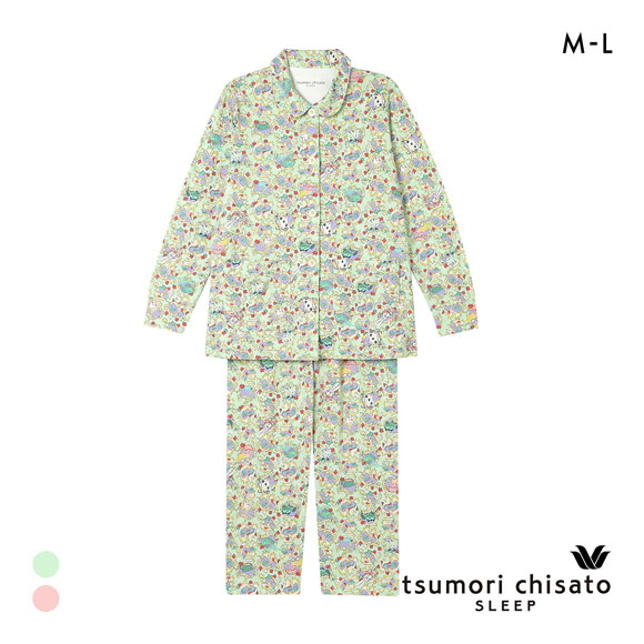 ワコール ツモリチサト 不思議の国 シャツパジャマ 長袖 上下セット ルームウェア 綿100％ Wacoal tsumori chisato SLEEP