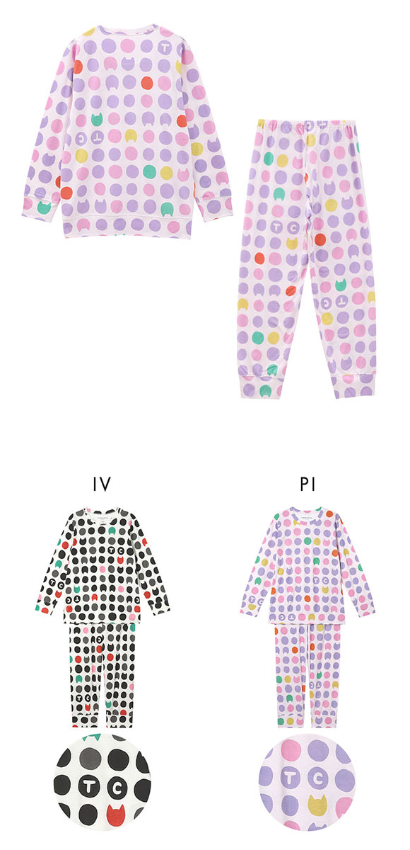 ワコール ツモリチサト 猫ドット 長袖パジャマ 上下セット ルームウェア 綿100％ Wacoal tsumori chisato SLEEP