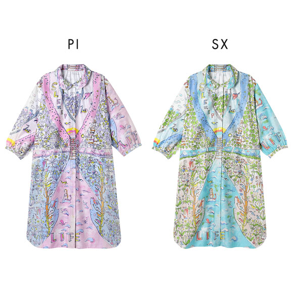 ワコール ツモリチサト 冒険の旅 ワンピース ルームウェア 長袖 パジャマ サテン 綿100％ Wacoal tsumori chisato SLEEP