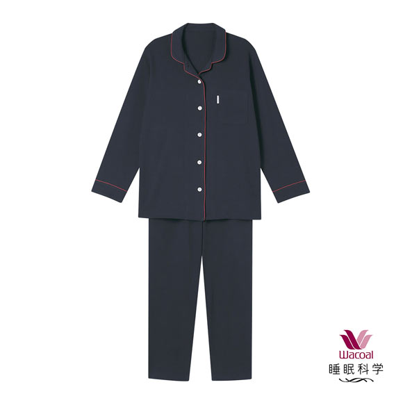 ワコール 睡眠科学 レディース シャツパジャマ あたたかい 長袖 上下セット 綿100％ ML Wacoal