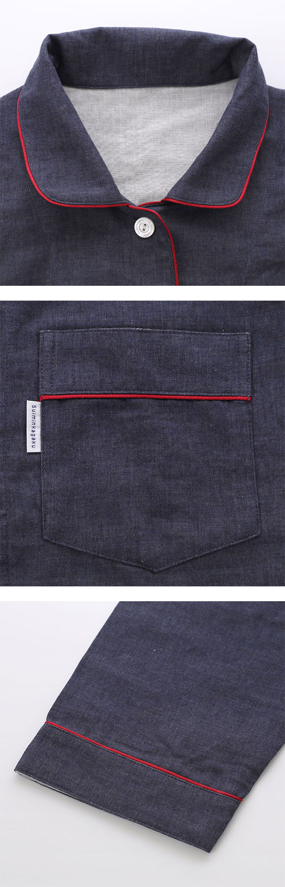 ワコール 睡眠科学 レディース 二重ガーゼ シャツパジャマ 長袖 デニム風 綿100％ ML Wacoal