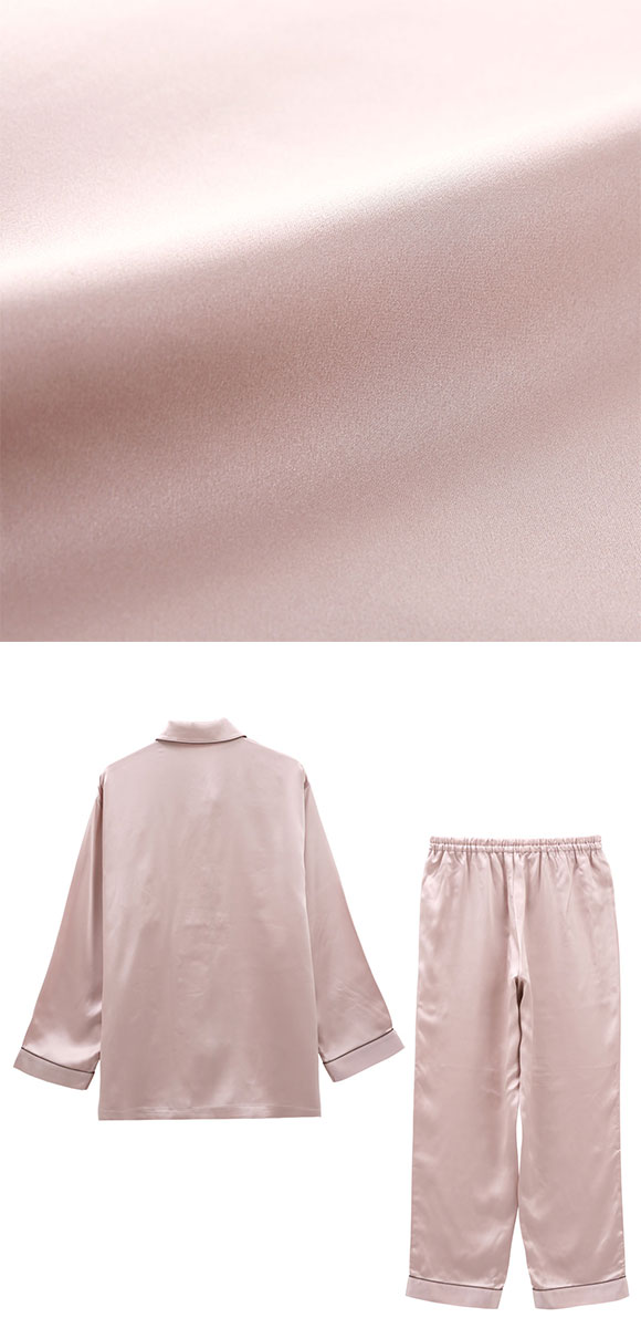 ワコール Wacoal 睡眠科学 レディース シルクサテン シャツパジャマ 長袖 上下セット シルク100％ 絹 LL