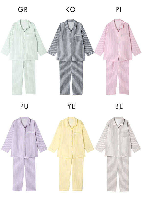 ワコール Wacoal 睡眠科学 二重ガーゼ シャツパジャマ 綿100％ ML