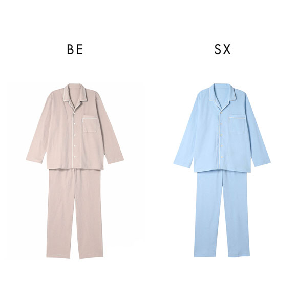 ワコール Wacoal 睡眠科学 メンズ なめらかでやわらかい天綿 シャツ パジャマ 長袖 上下セット 綿100％ コットン