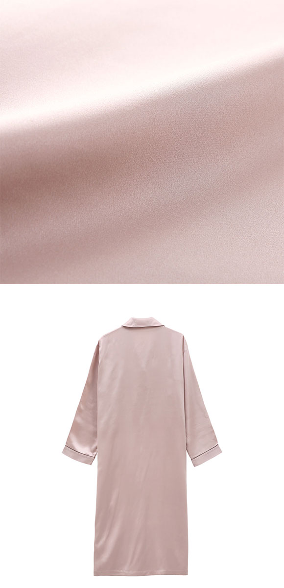 ワコール Wacoal 睡眠科学 シルクサテン レディース シャツスリーパー パジャマ ワンピース 前開き 長袖 シルク100％ 絹