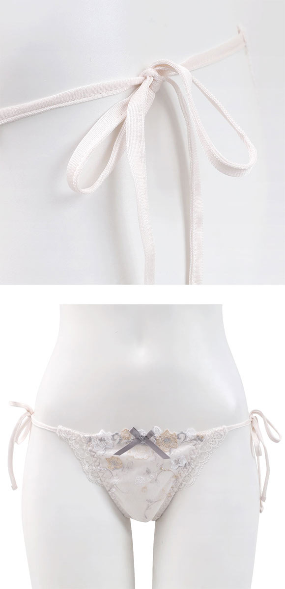 ココランジェ ガルデンブルーメ サイドリボン バックレース 総レース  Tバック ショーツ COCO Linge