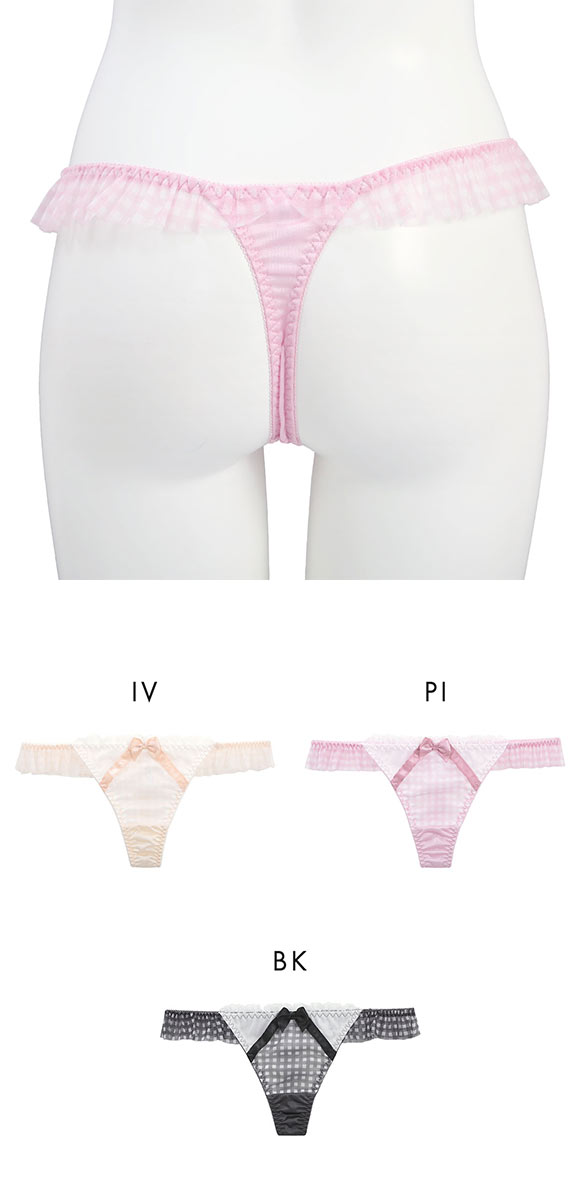 ココランジェ ガーリーギンガムチェック ショーツ Tバック 単品 M COCO Linge