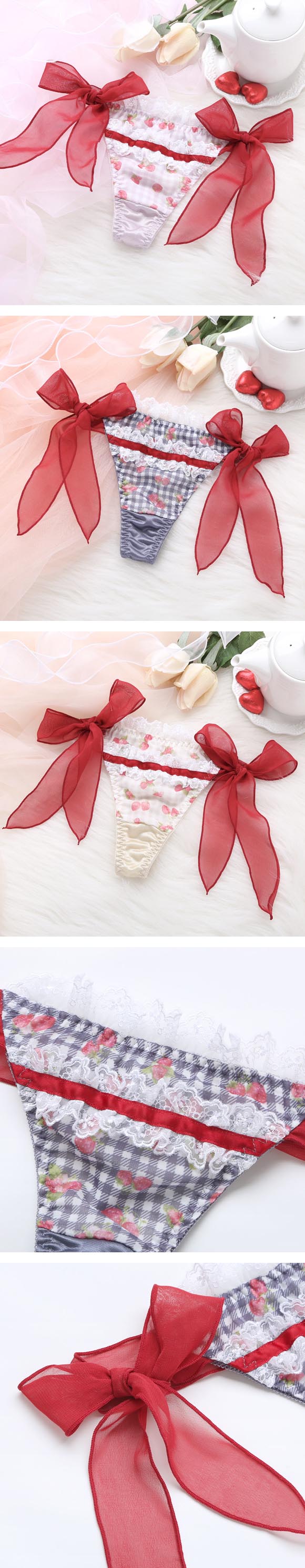 ココランジェ ガーリースウィートストロベリー ショーツ Tバック サイドリボン 単品 M COCO Linge