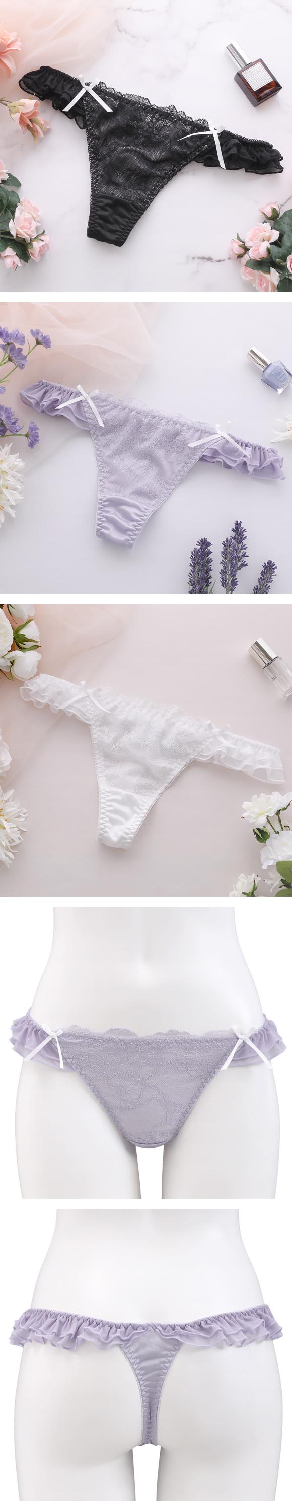Jung Kook for   ショーツ 白 グク 女性用 ココランジェ シアーチュールドレープ Tバック ショーツ COCO Linge