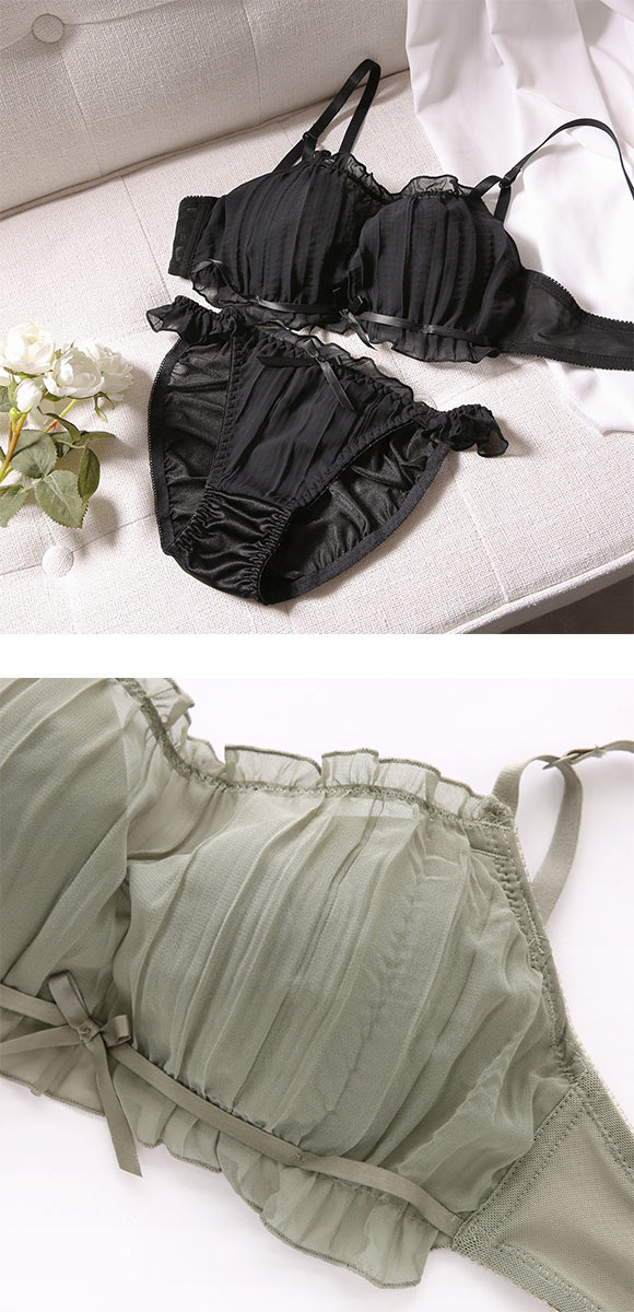 ココランジェ COCO Linge フラッフィシフォン ブラジャー フレア ショーツ セット SHIROHATO 別注 大きいサイズ