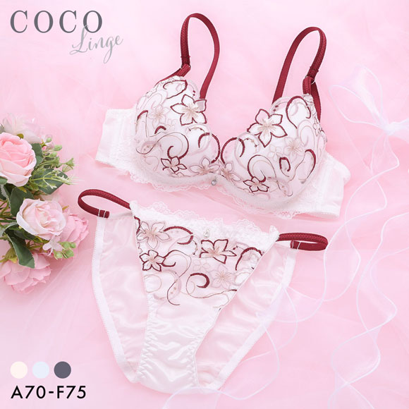 ココランジェ フローティングフラワーシャイン ブラジャー ショーツ セット ストリング COCO Linge