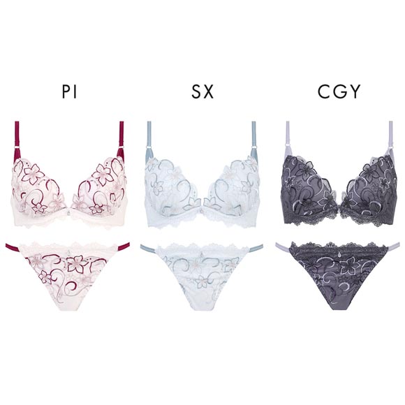 ココランジェ フローティングフラワーシャイン ブラジャー ショーツ セット ストリング COCO Linge